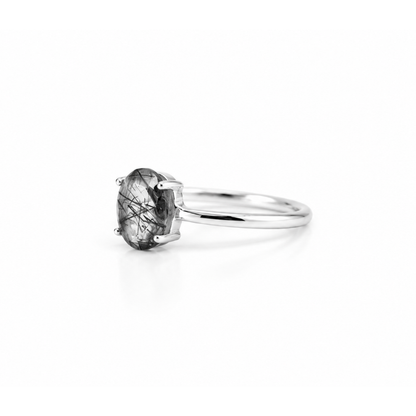 Anillo de Cuarzo Turmalinado Facetado