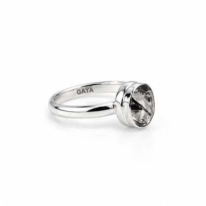 Anillo de Cuarzo Turmalinado Facetado