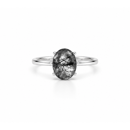 Anillo de Cuarzo Turmalinado Facetado