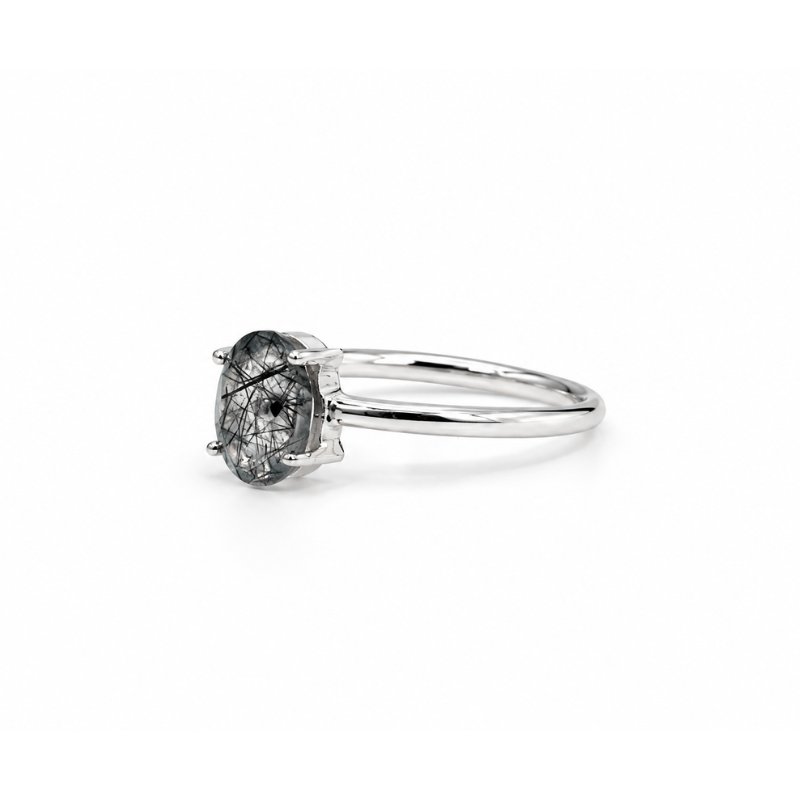 Anillo de Cuarzo Turmalinado Facetado