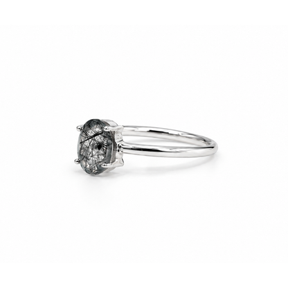 Anillo de Cuarzo Turmalinado Facetado