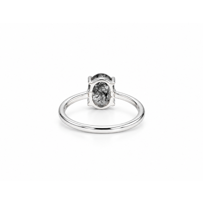 Anillo de Cuarzo Turmalinado Facetado