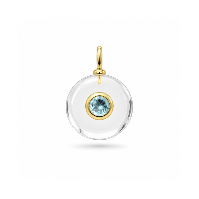Dije de Cuarzo Cristal con Topacio Azul