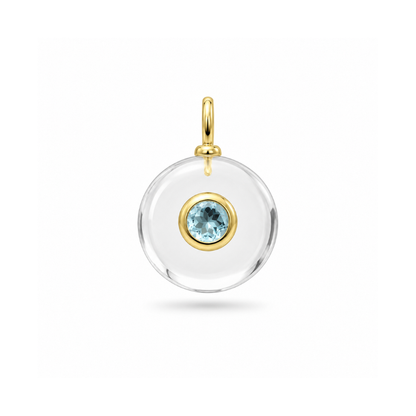 Dije de Cuarzo Cristal con Topacio Azul