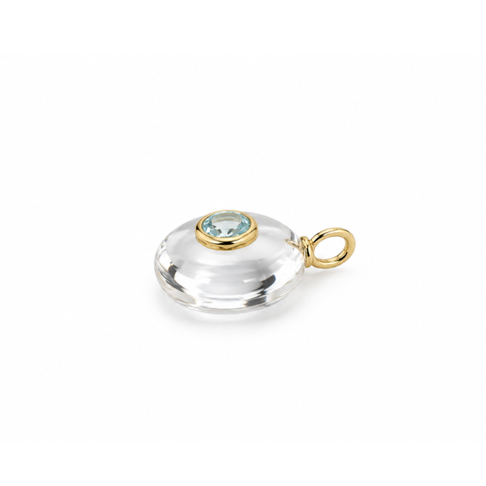 Dije de Cuarzo Cristal con Topacio Azul