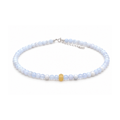 Choker de Agata Blue Lace con Punta de Opalo Amarillo