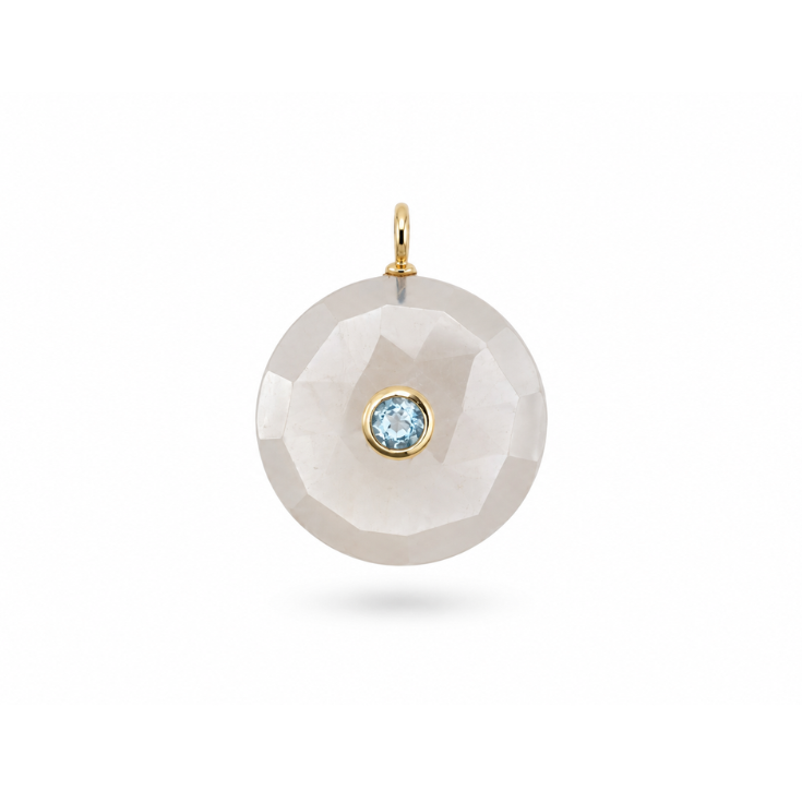 Dije de Piedraluna Plateada con Topacio Sky Blue