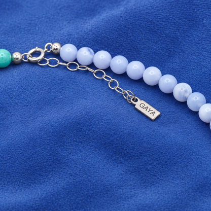 Choker Amazonita Perla y Agata Blue Lace