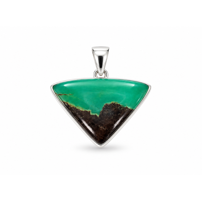 Collar de Crisoprasa Boulder en Cabujón Triangula