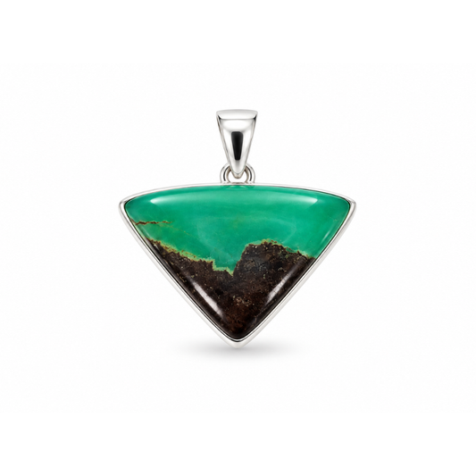 Collar de Crisoprasa Boulder en Cabujón Triangula