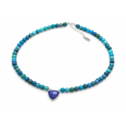 Choker de Azurita en Crisocola AA con Lapislázuli Facetado