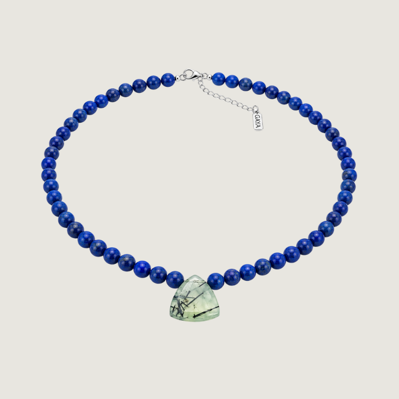 Choker de Lapislázuli Afgano con Prehnita y Epidota