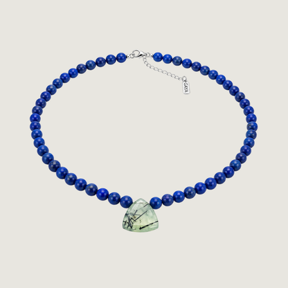 Choker de Lapislázuli Afgano con Prehnita y Epidota
