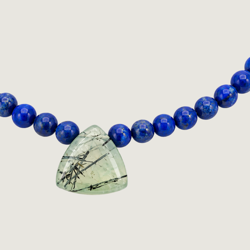 Choker de Lapislázuli Afgano con Prehnita y Epidota