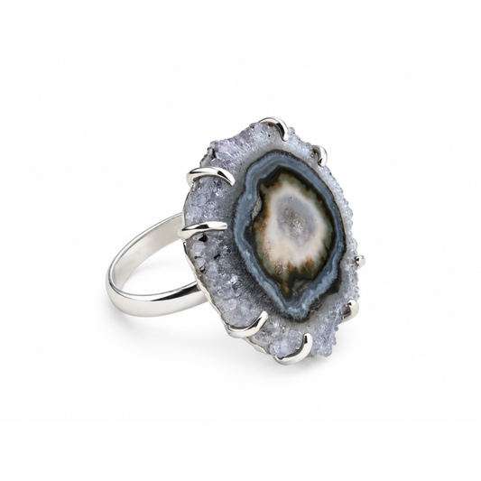 Anillo de Estalactita de Amatista Uruguaya Natural