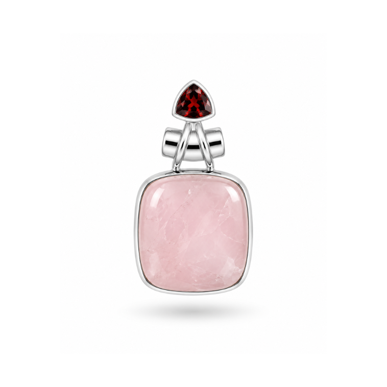 Collar Cuarzo Rosa con Granate