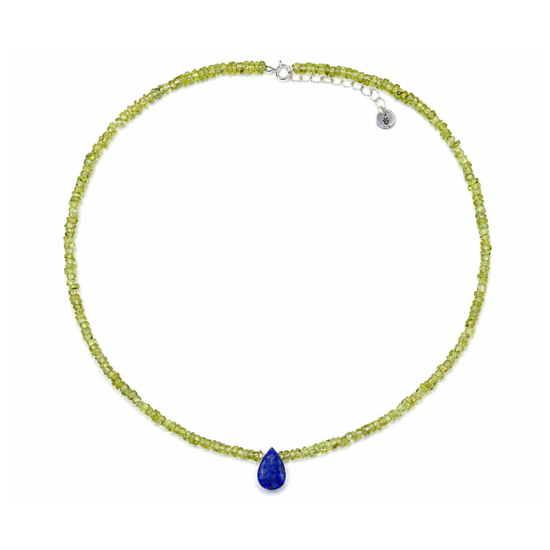 Choker de Piedra Natural Peridoto con Lapislazuli