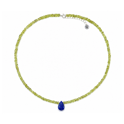 Choker de Piedra Natural Peridoto con Lapislazuli