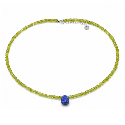 Choker de Piedra Natural Peridoto con Lapislazuli