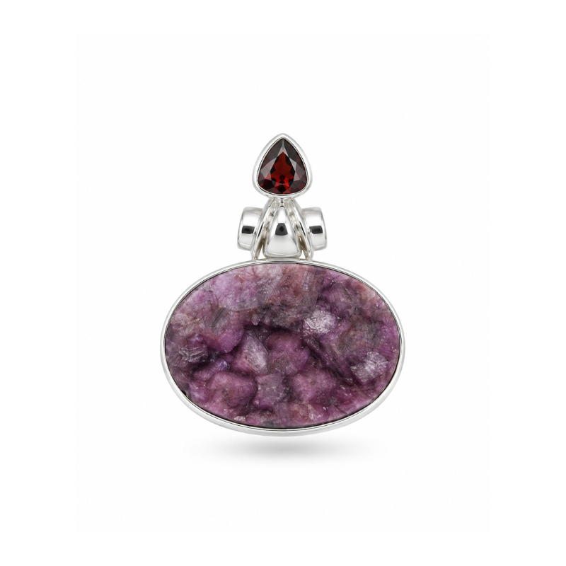 Collar Cobalto de Namibia con Granate