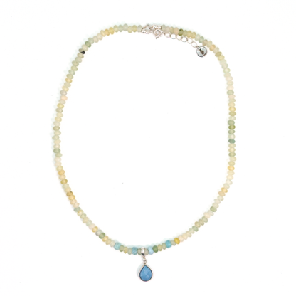 Choker Prehnita y Ópalo Azul