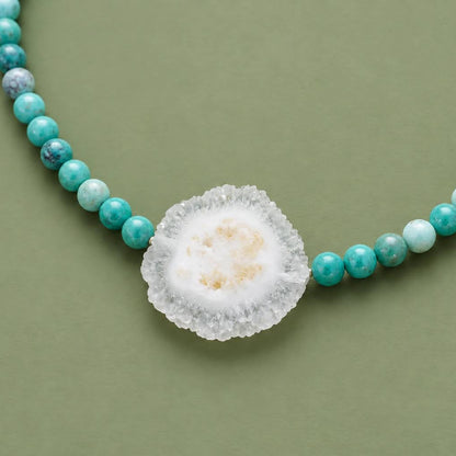 Choker de Variscita con Estalactita de Cuarzo Blanco