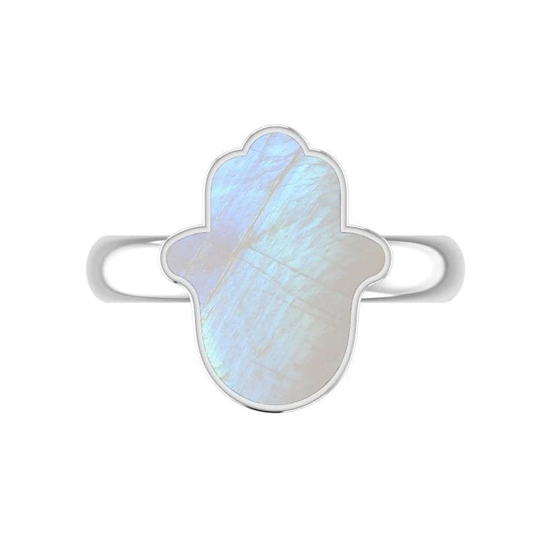 Anillo Hamsa Piedraluna Grande