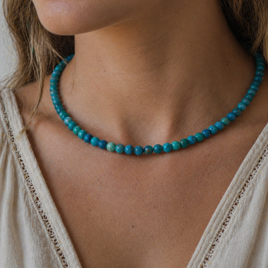 Choker de Piedra Natural Azurita y Crisocola