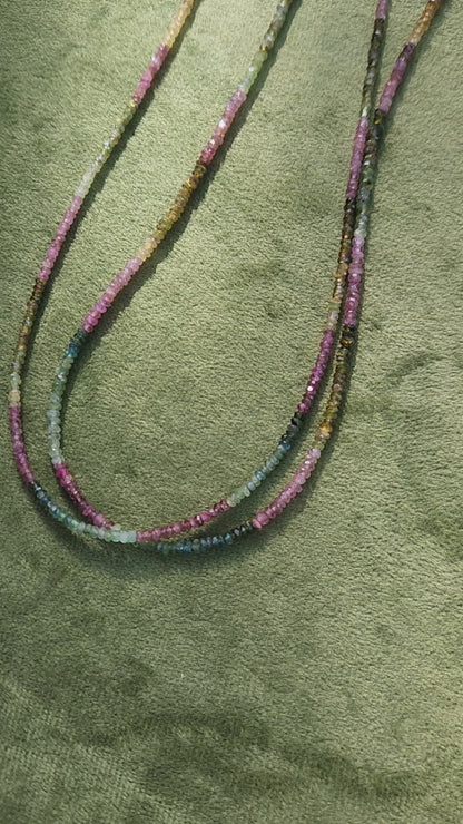 Collar Choker de Turmalina Multicolor Natural Facetada