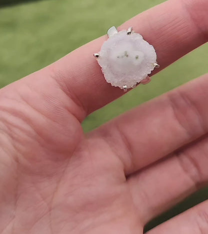 Anillo Estalactita de Cuarzo Blanco