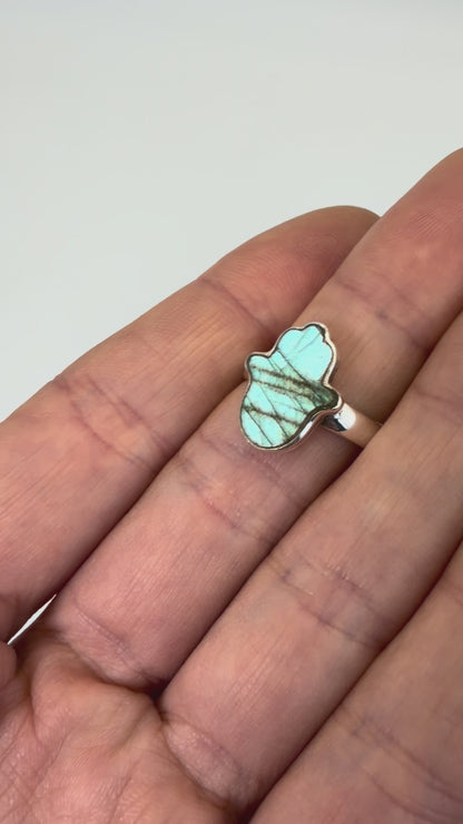 Anillo Mano Hamsa Fatima de Labradorita