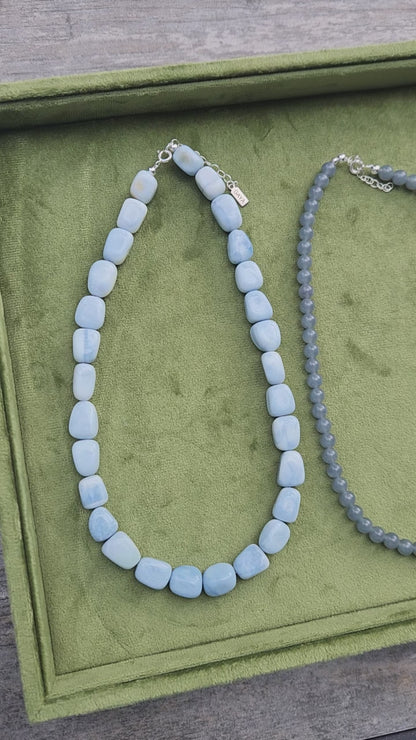 Choker de Opalo Azul Chunky Rondel