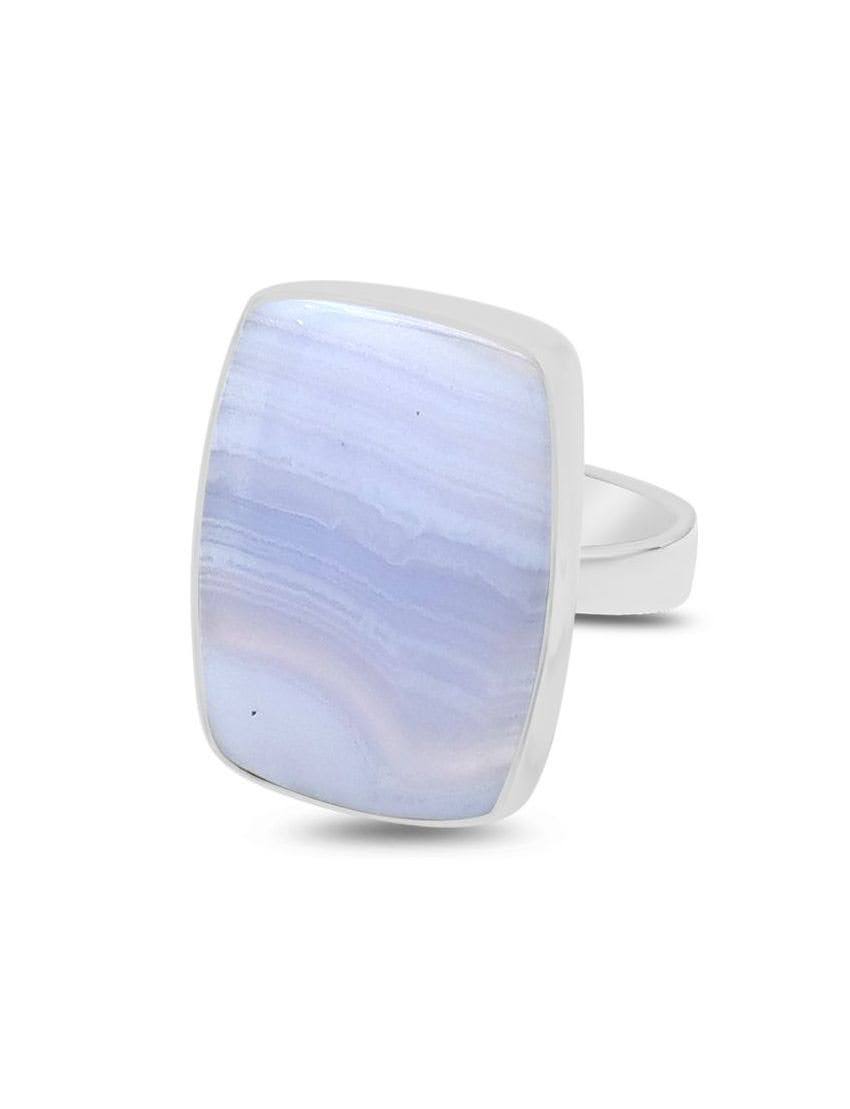 Anillo Agata Blue Lace Cabujón Rectangular