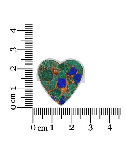 Anillo Corazón Azurita con Malaquita de Mohave